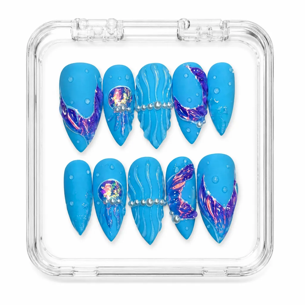 Matte Ocean Jellyfish – Xưởng gia công Nailbox Sỉ thủ công