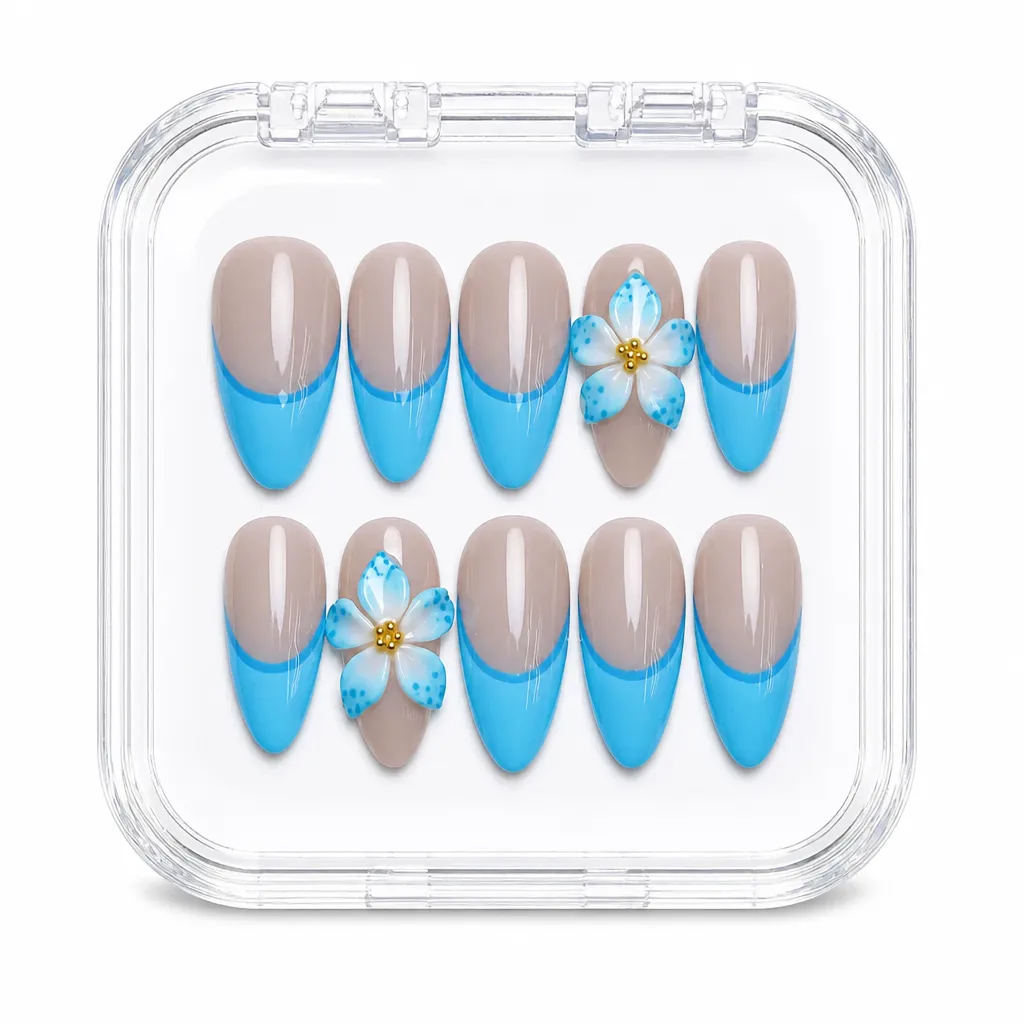 Mauve Azure Elegance – Xưởng gia công Nailbox Sỉ thủ công