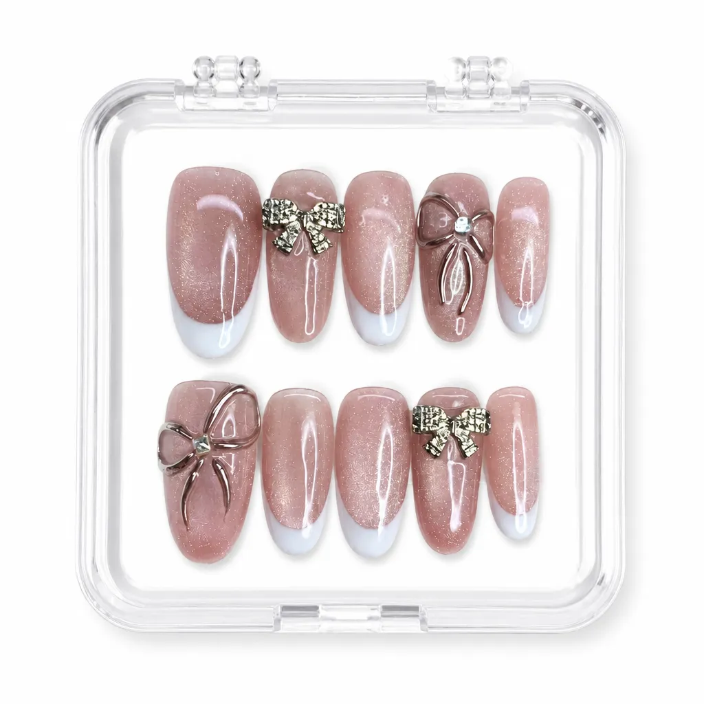 Mauve Ribbon Sparkle – Xưởng gia công Nailbox Sỉ thủ công