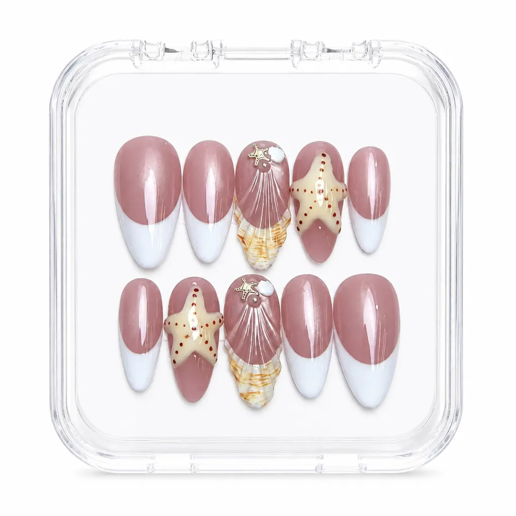 Mauve Shell Elegance – Xưởng gia công Nailbox Sỉ thủ công