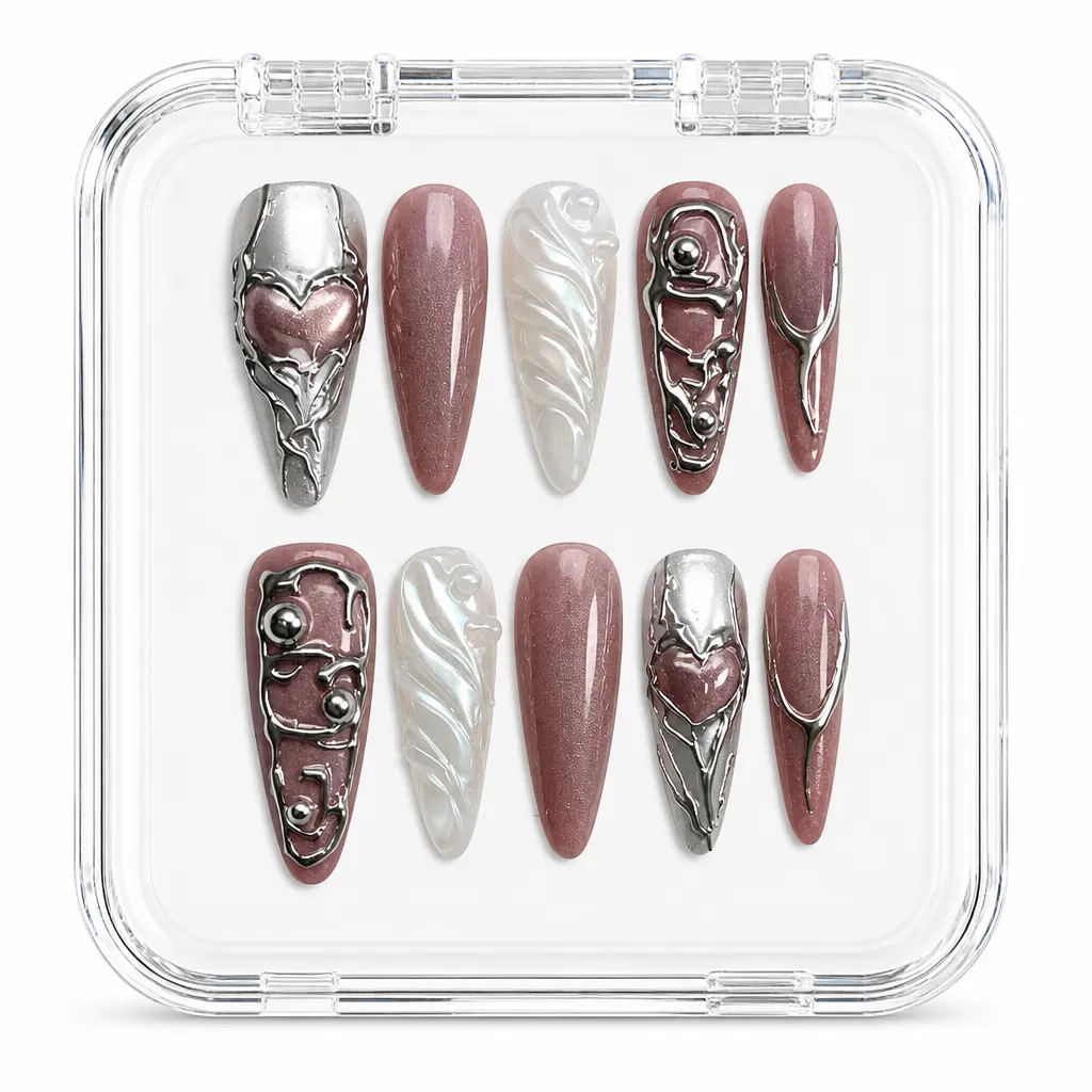 Metallic Cyberheart Mauve – Xưởng gia công Nailbox Sỉ thủ công