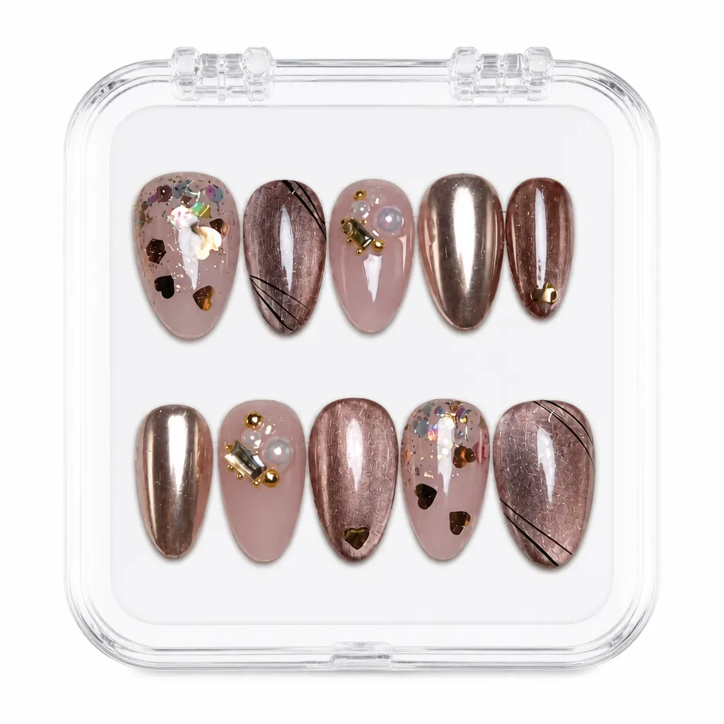 Metallic Heart Dreams – Xưởng gia công Nailbox Sỉ thủ công