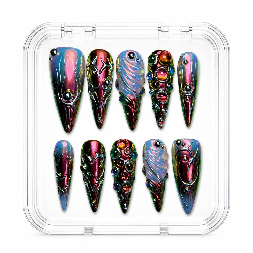 Metallic Jewel Chrome – Mẫu Nailbox Sỉ Thiết Kế Thủ Công