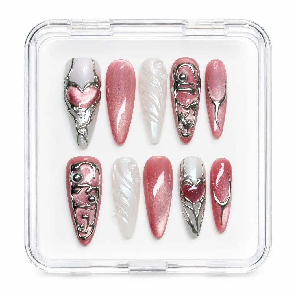 Metallic Pink Aura – Xưởng gia công Nailbox Sỉ thủ công