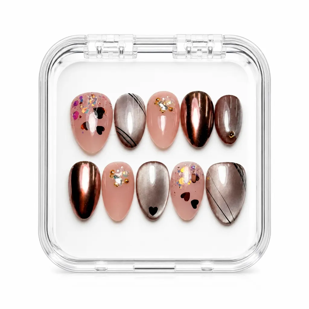 Metallic Rose Luxe – Xưởng gia công Nailbox Sỉ thủ công