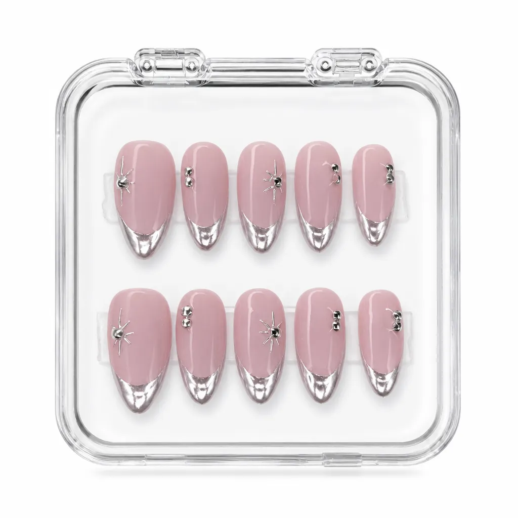 Metallic Stiletto Elegance – Xưởng gia công Nailbox Sỉ thủ công