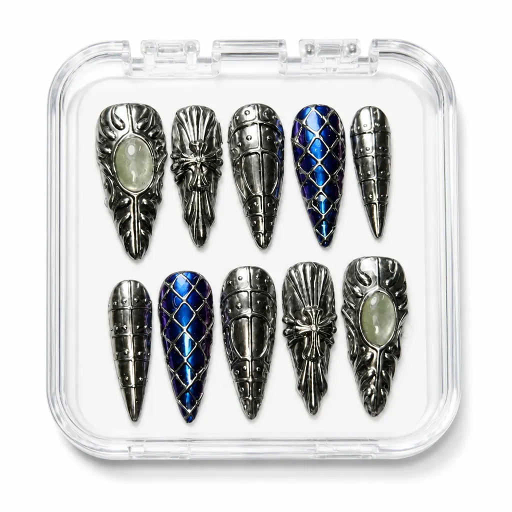 Midnight Argyle Luxe – Xưởng gia công Nailbox Sỉ thủ công