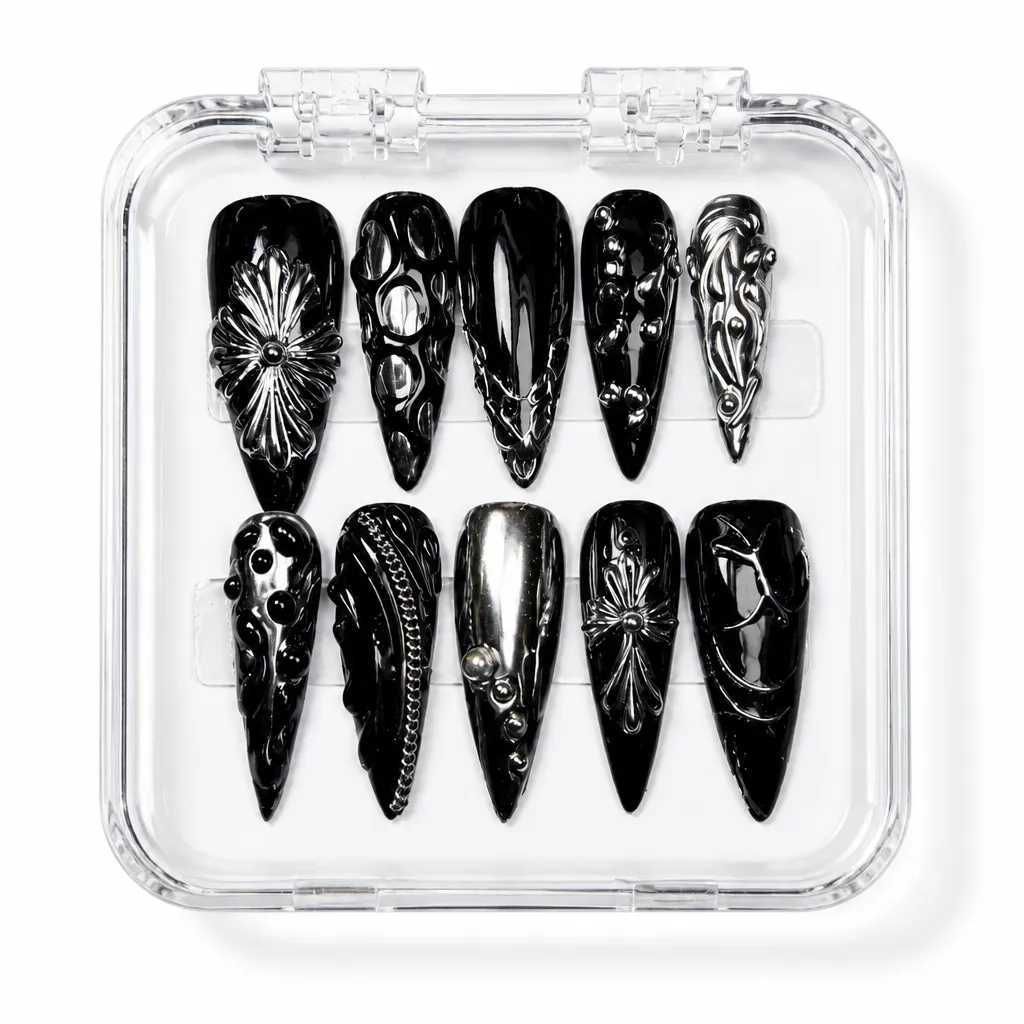 Midnight Elegance – Xưởng gia công Nailbox Sỉ thủ công