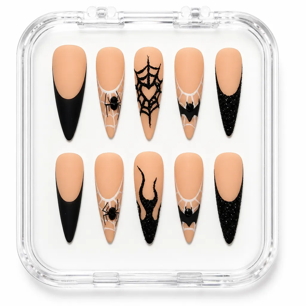 Midnight Elegance – Mẫu Nailbox Sỉ Thiết Kế Thủ Công
