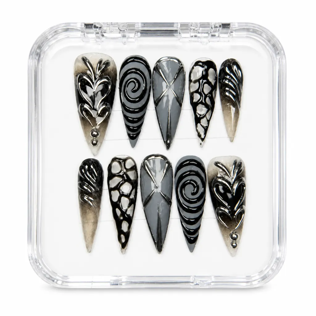 Midnight Feather Luxe – Xưởng gia công Nailbox Sỉ thủ công
