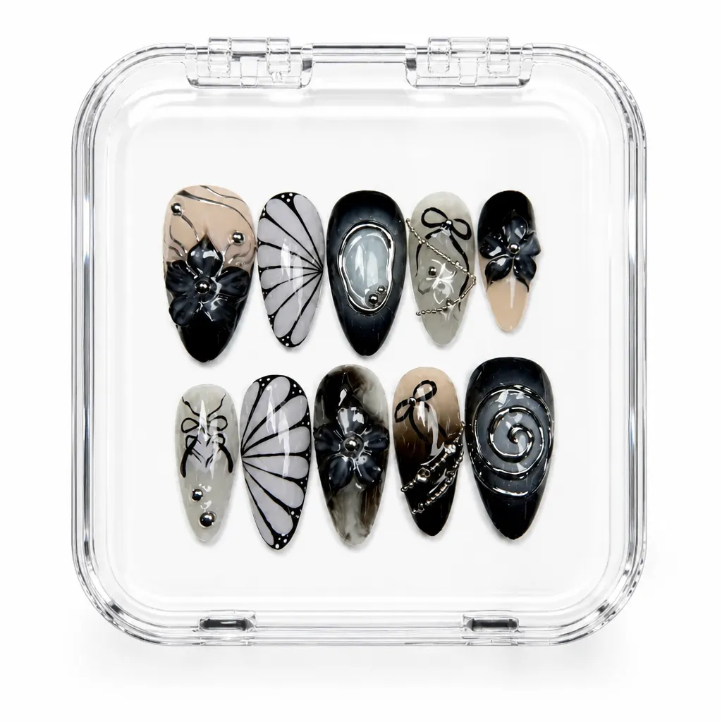 Midnight Geometry – Xưởng gia công Nailbox Sỉ thủ công