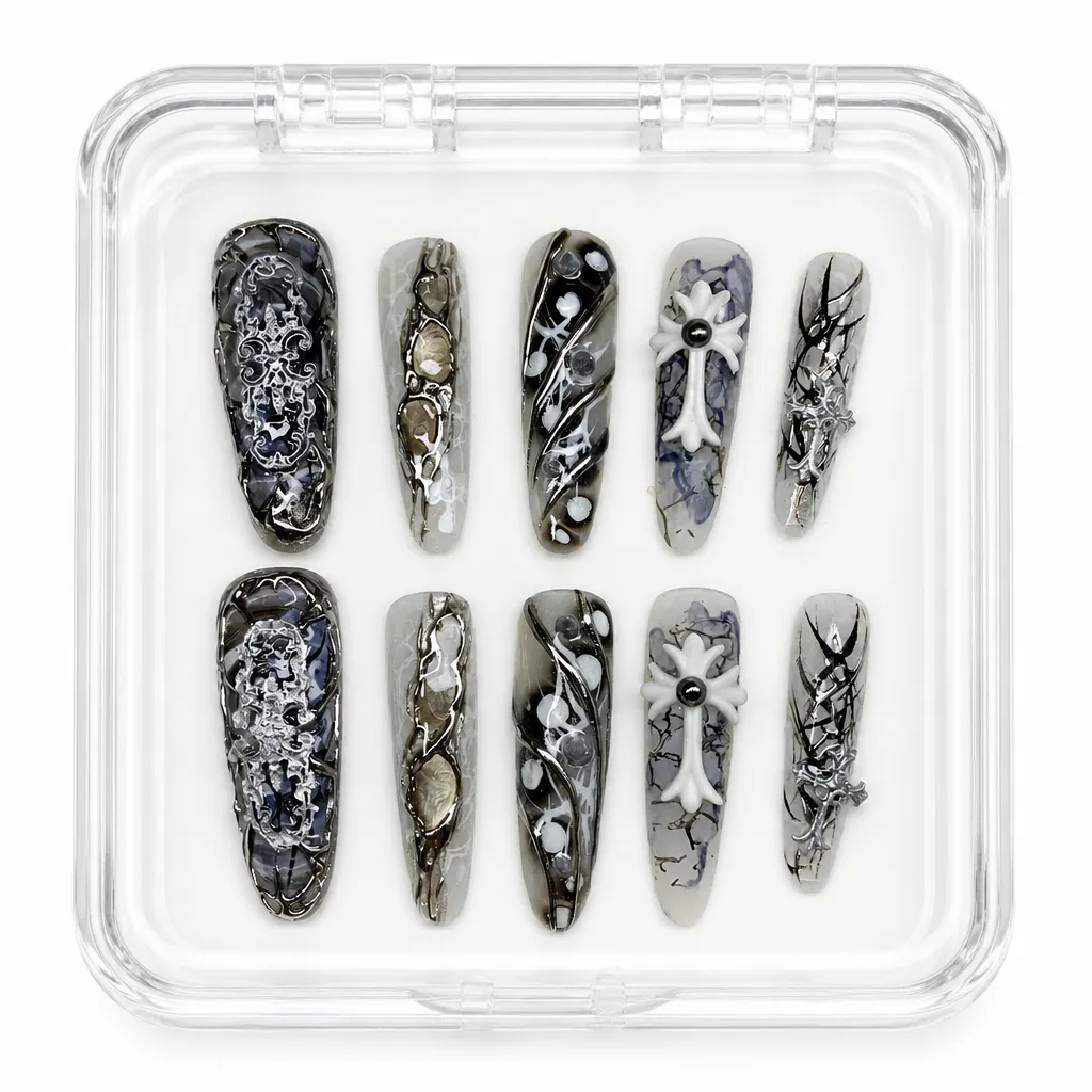 Midnight Gothic Cross – Xưởng gia công Nailbox Sỉ thủ công