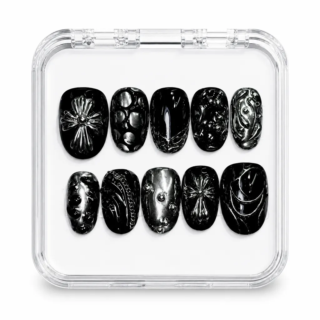 Midnight Luxe Almond – Xưởng gia công Nailbox Sỉ thủ công