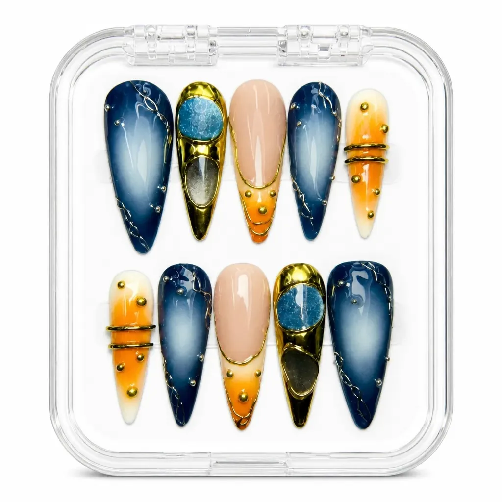 Midnight Luxe Stiletto – Xưởng gia công Nailbox Sỉ thủ công