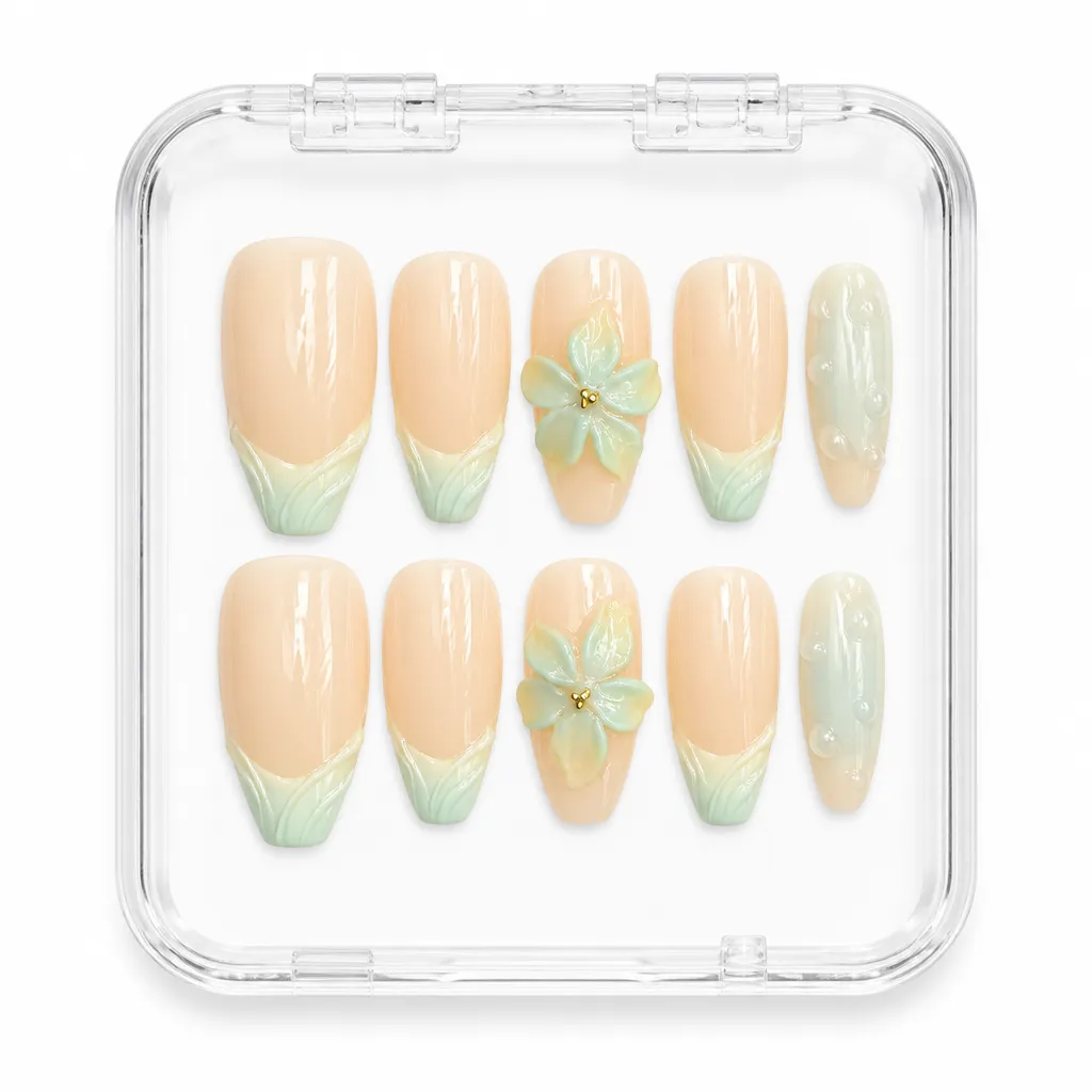Mint Blossom Breeze – Xưởng gia công Nailbox Sỉ thủ công