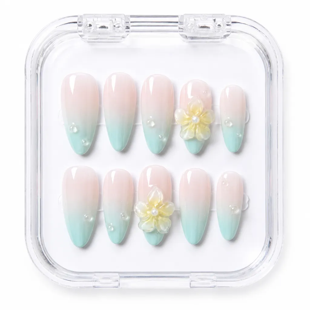 Mint Blossom Ombré – Xưởng gia công Nailbox Sỉ thủ công
