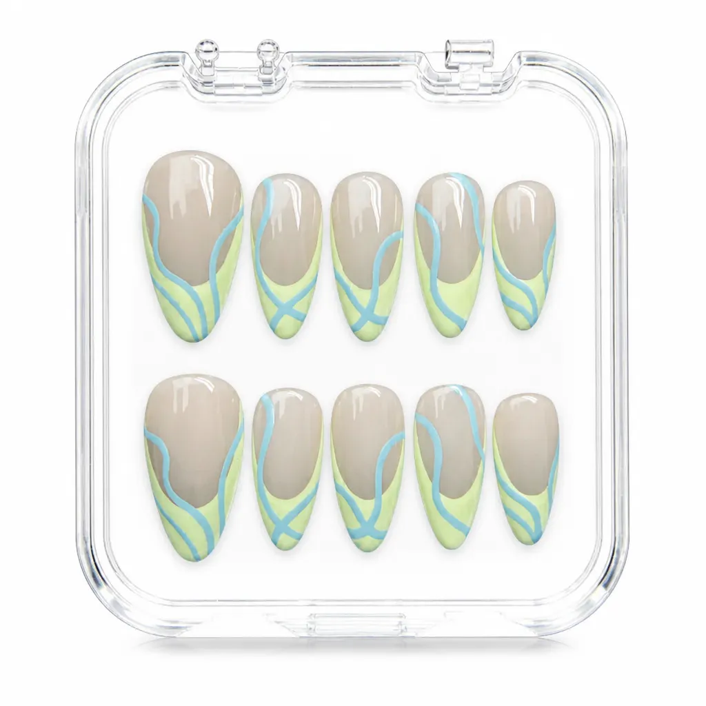 Mint Swirl Elegance – Xưởng gia công Nailbox Sỉ thủ công