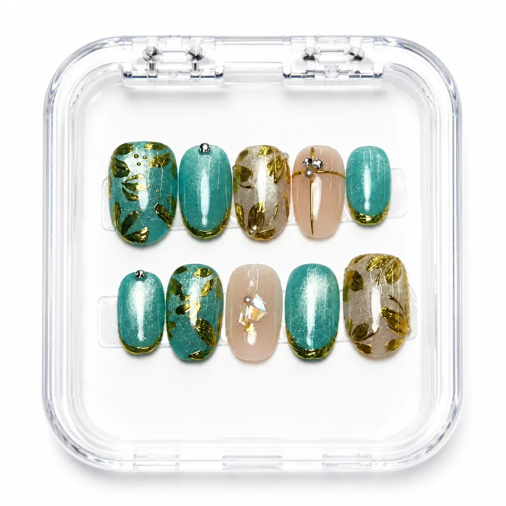 Modern Emerald Luxe – Xưởng gia công Nailbox Sỉ thủ công