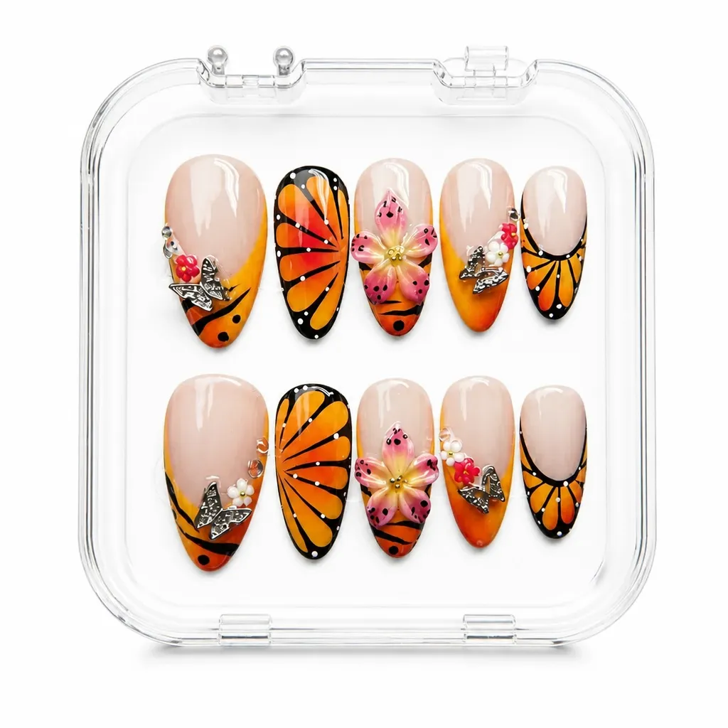 Monarch Butterfly Bloom – Xưởng gia công Nailbox Sỉ thủ công