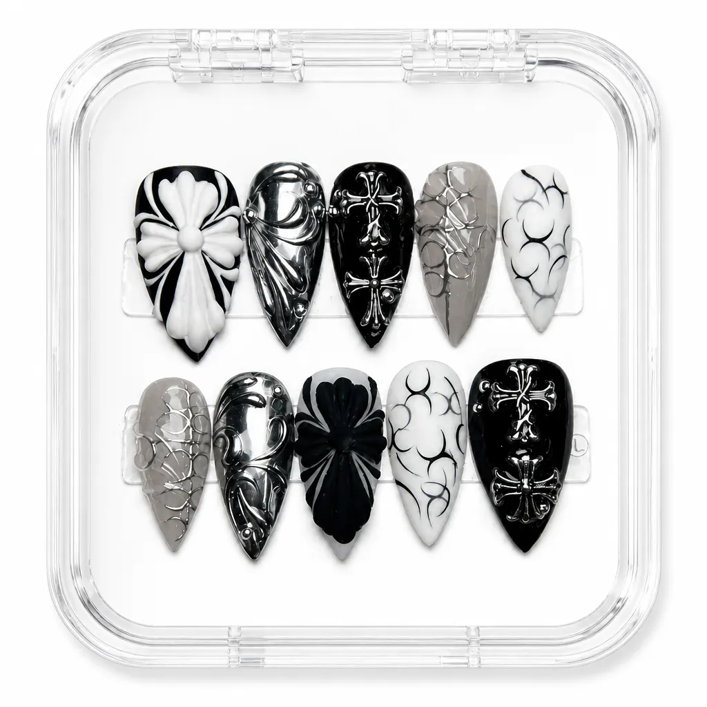 Monochrome Botanical – Xưởng gia công Nailbox Sỉ thủ công