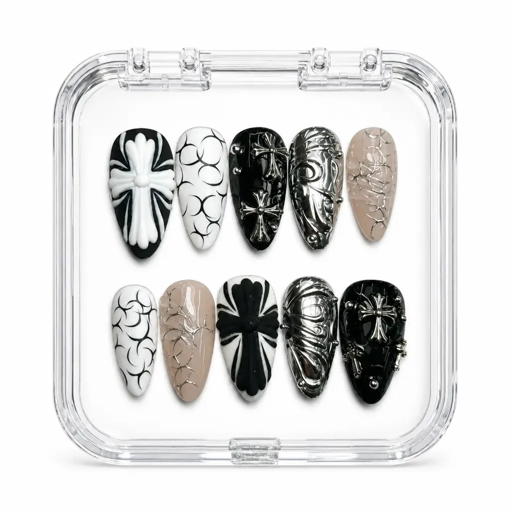 Monochrome Floral – Xưởng gia công Nailbox Sỉ thủ công