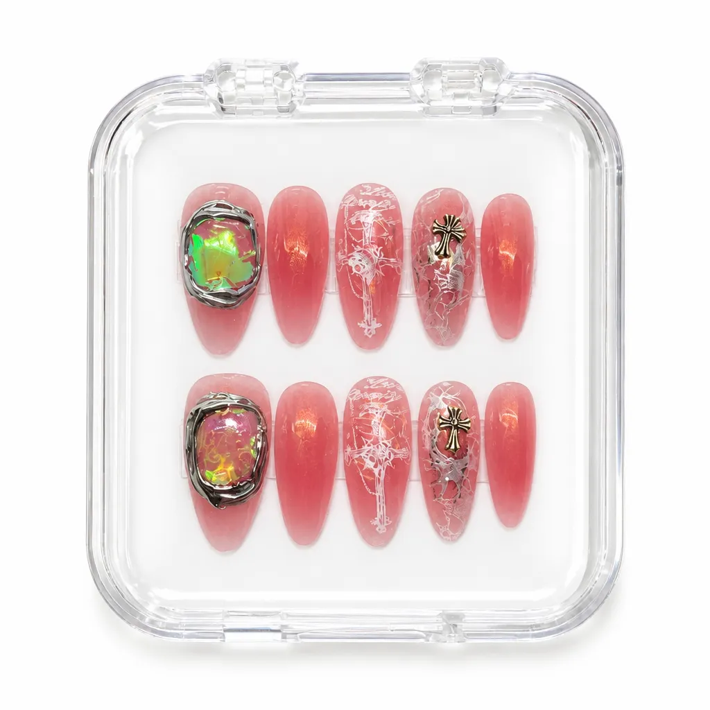Mystic Coral Cross – Xưởng gia công Nailbox Sỉ thủ công