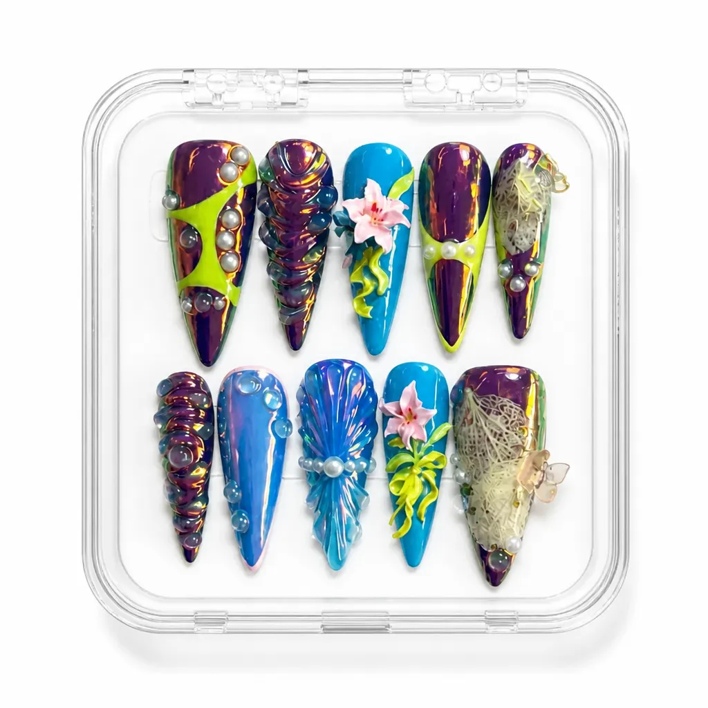 Mystical Garden Stiletto – Mẫu Nailbox Sỉ Thiết Kế Thủ Công