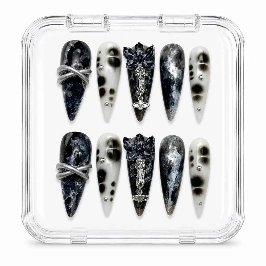 Mystical Ink Cosmos – Mẫu Nailbox Sỉ Thiết Kế Thủ Công