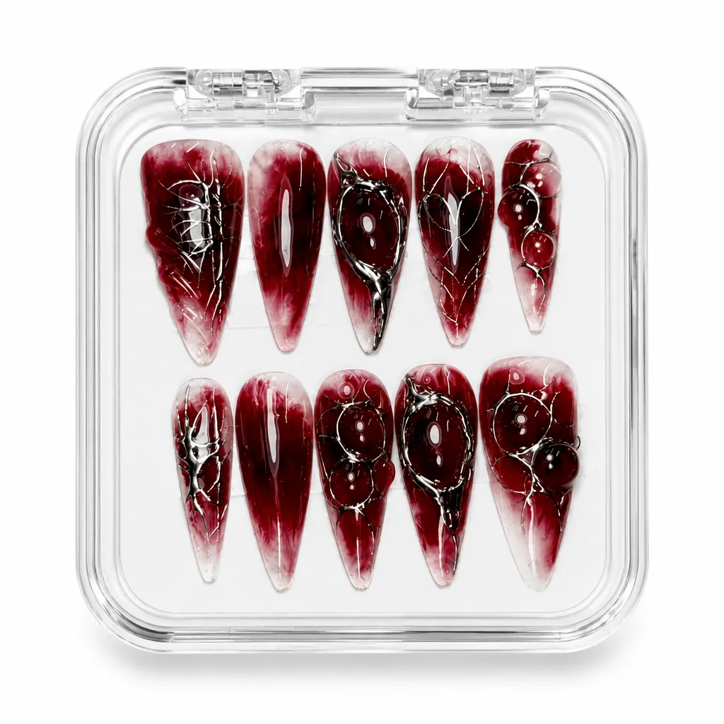 Mystique Crimson Luxe – Xưởng gia công Nailbox Sỉ thủ công