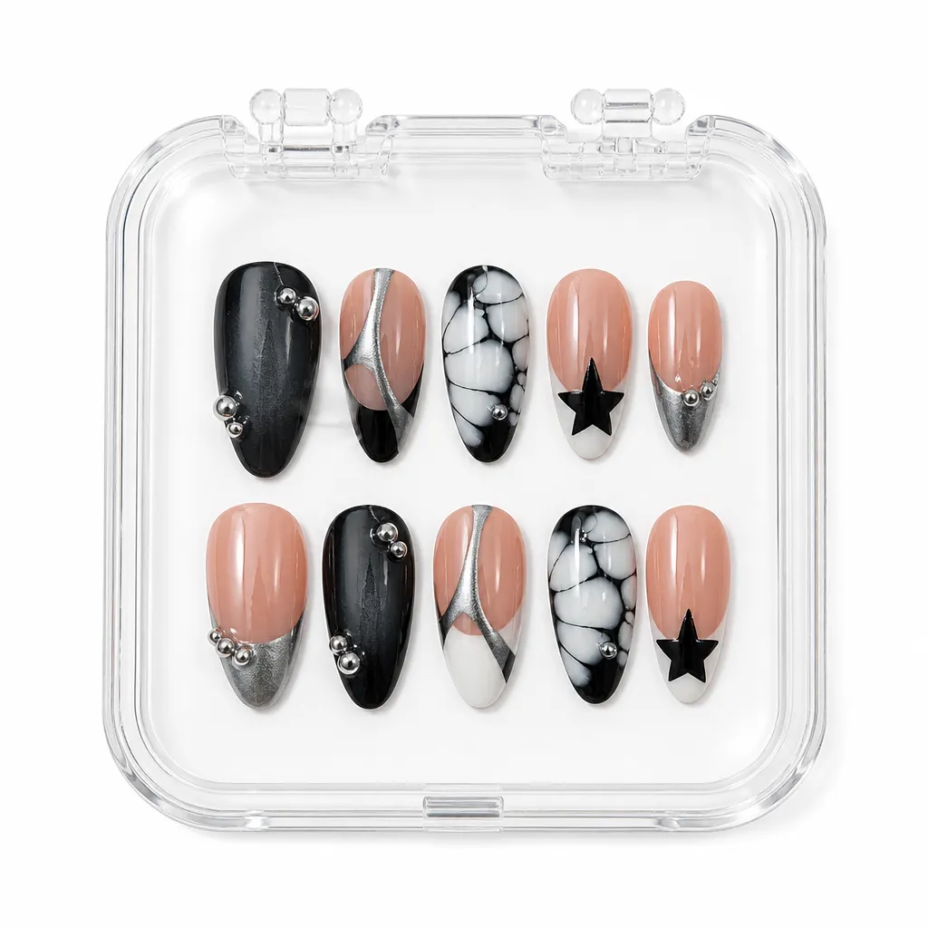 Mystique Obsidian Elegance – Xưởng gia công Nailbox Sỉ thủ công