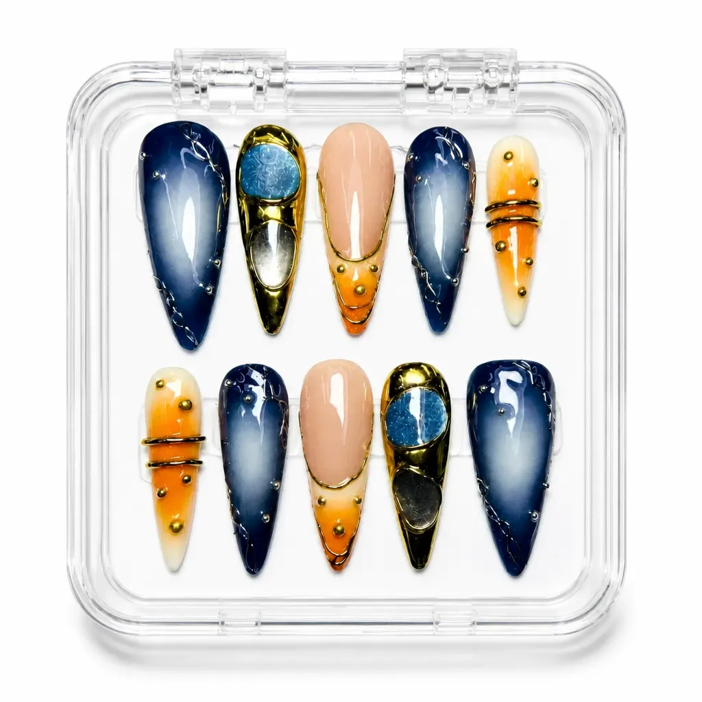 Navy Midnight Luxe – Xưởng gia công Nailbox Sỉ thủ công