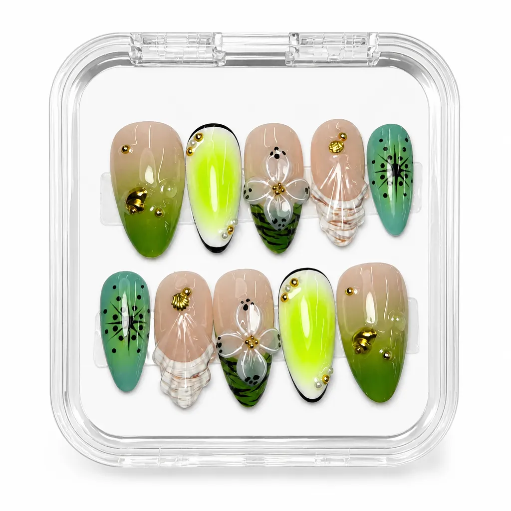 Neon Botanical Almond – Xưởng gia công Nailbox Sỉ thủ công