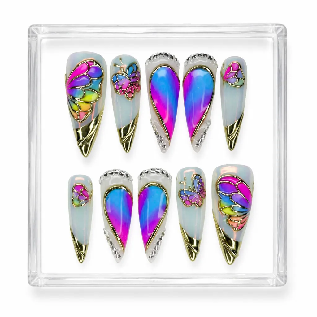 Neon Butterfly – Mẫu Nailbox Sỉ Thiết Kế Thủ Công