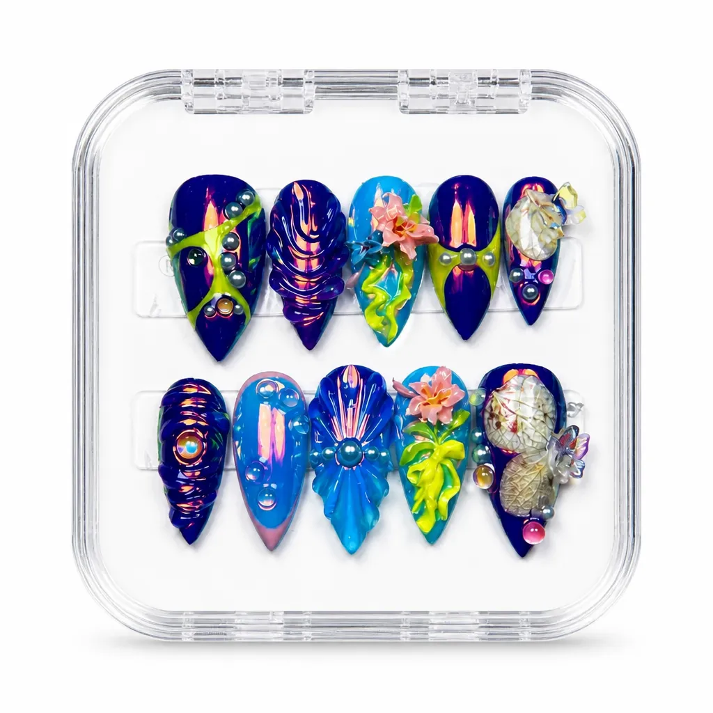 Neon Dreamscape Stiletto – Xưởng gia công Nailbox Sỉ thủ công