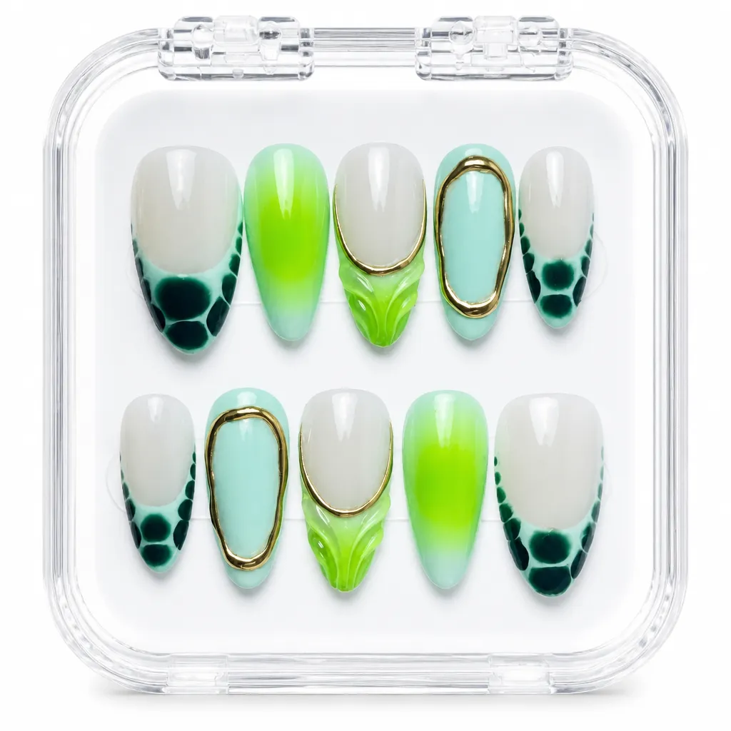 Neon Gradient Elegance – Xưởng gia công Nailbox Sỉ thủ công