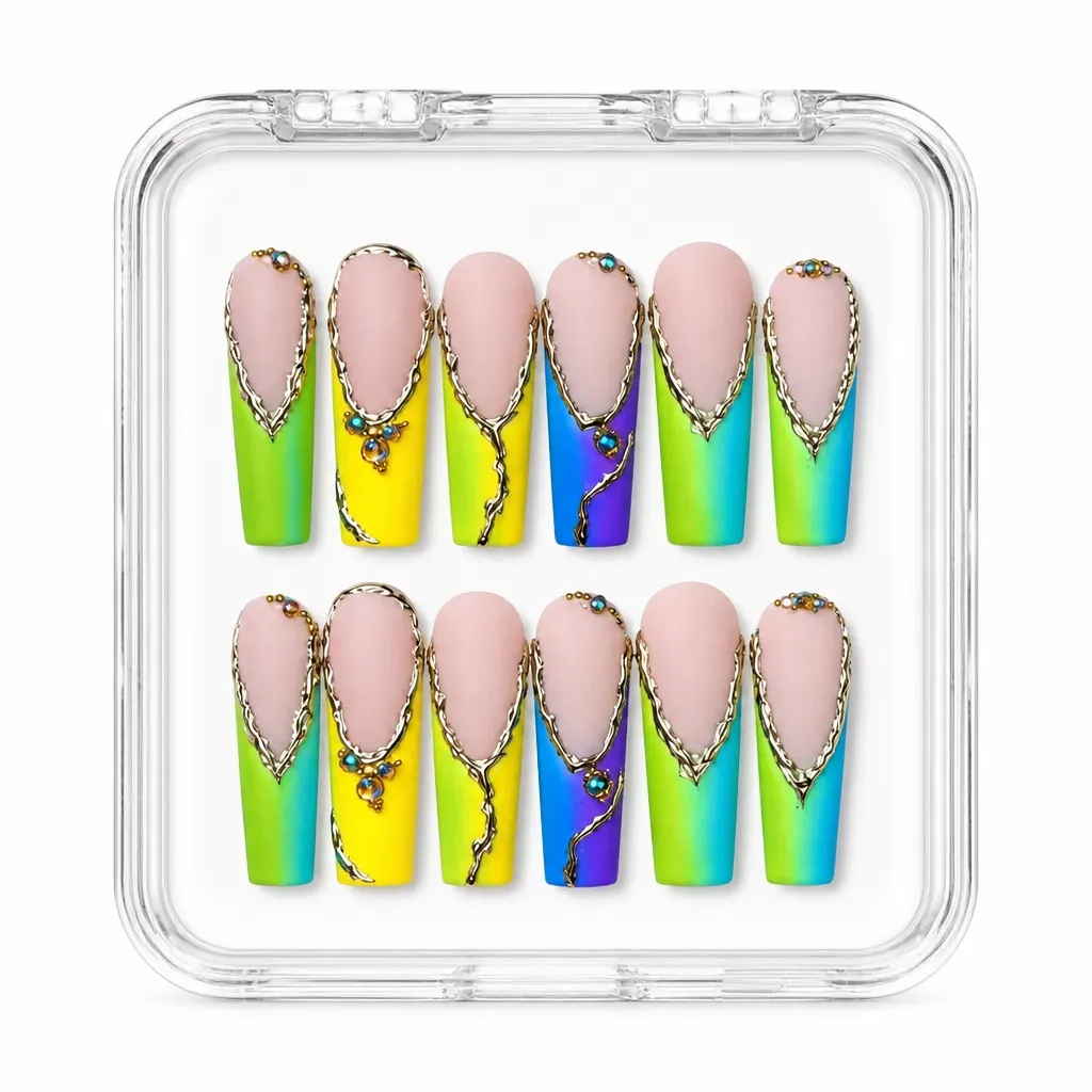 Neon Gradient Luxe – Mẫu Nailbox Sỉ Thiết Kế Thủ Công