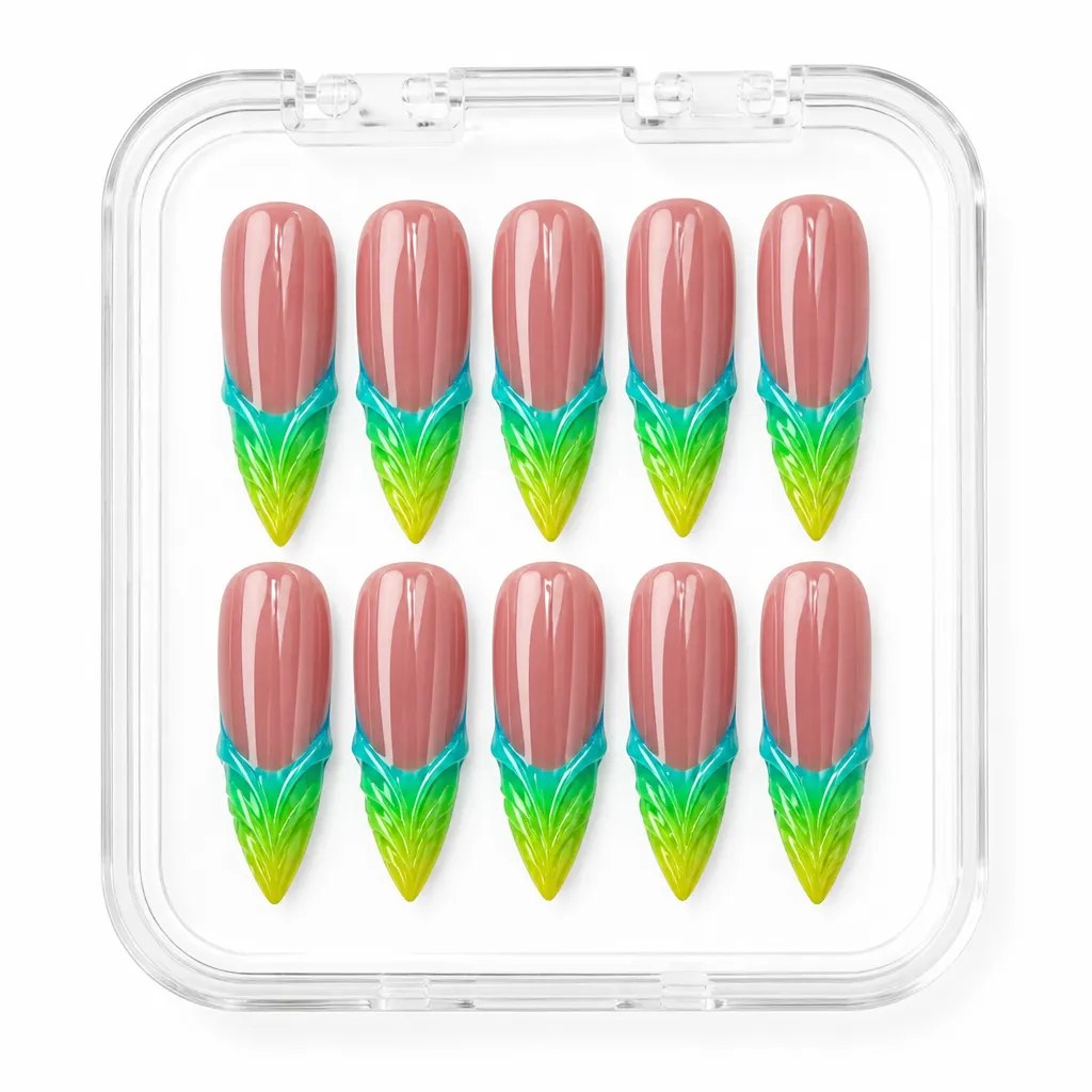 Neon Gradient Stiletto – Xưởng gia công Nailbox Sỉ thủ công