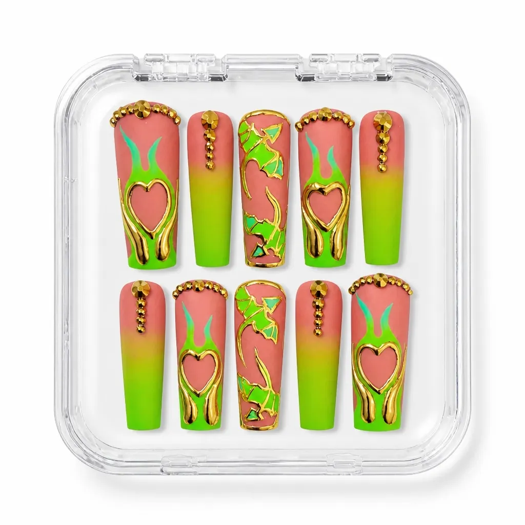 Neon Hearts Luxe – Mẫu Nailbox Sỉ Thiết Kế Thủ Công