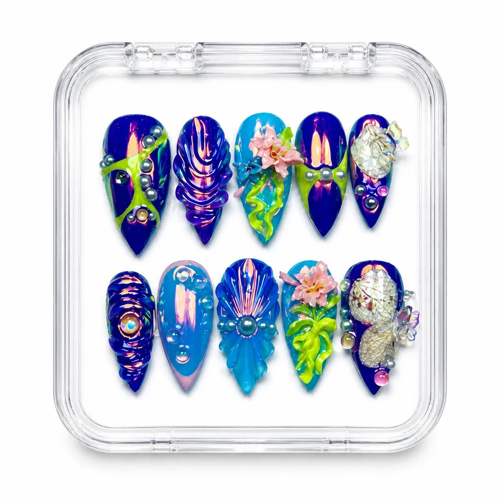 Neon Psychedelic Dream – Xưởng gia công Nailbox Sỉ thủ công