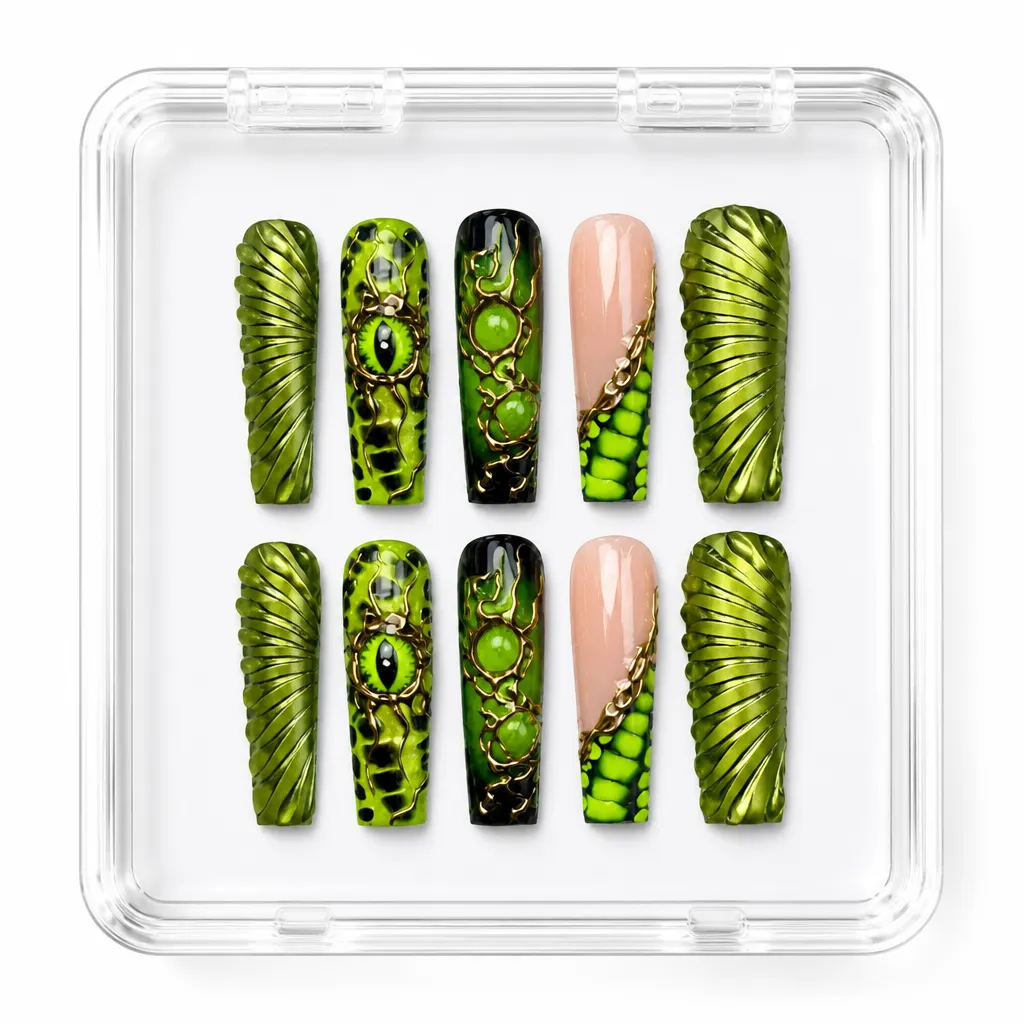 Neon Serpent Luxe – Xưởng gia công Nailbox Sỉ thủ công