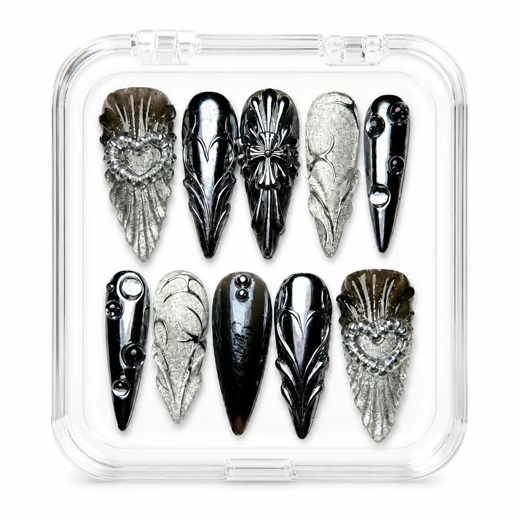 Noir Celestial Wings – Xưởng gia công Nailbox Sỉ thủ công