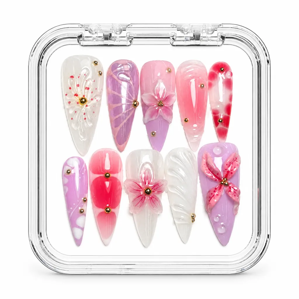 Nude Bloom Stiletto – Xưởng gia công Nailbox Sỉ thủ công