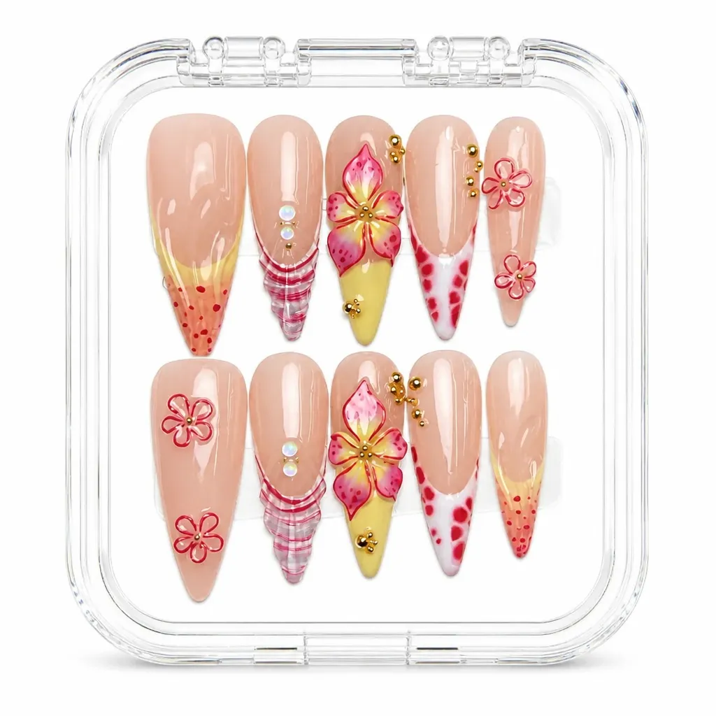 Nude Blossom Luxe – Mẫu Nailbox Sỉ Thiết Kế Thủ Công