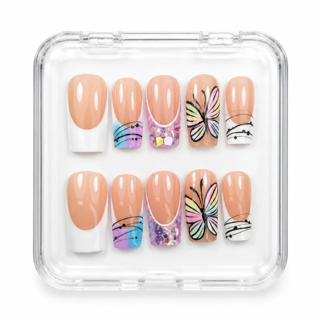 Nude Botanical Elegance – Xưởng gia công Nailbox Sỉ thủ công