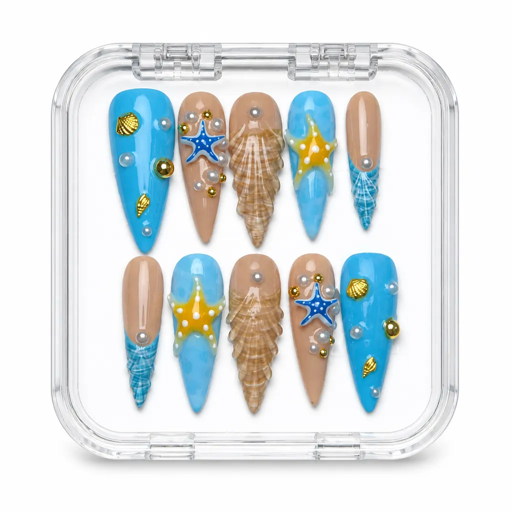 Nude Celestial Elegance – Xưởng gia công Nailbox Sỉ thủ công
