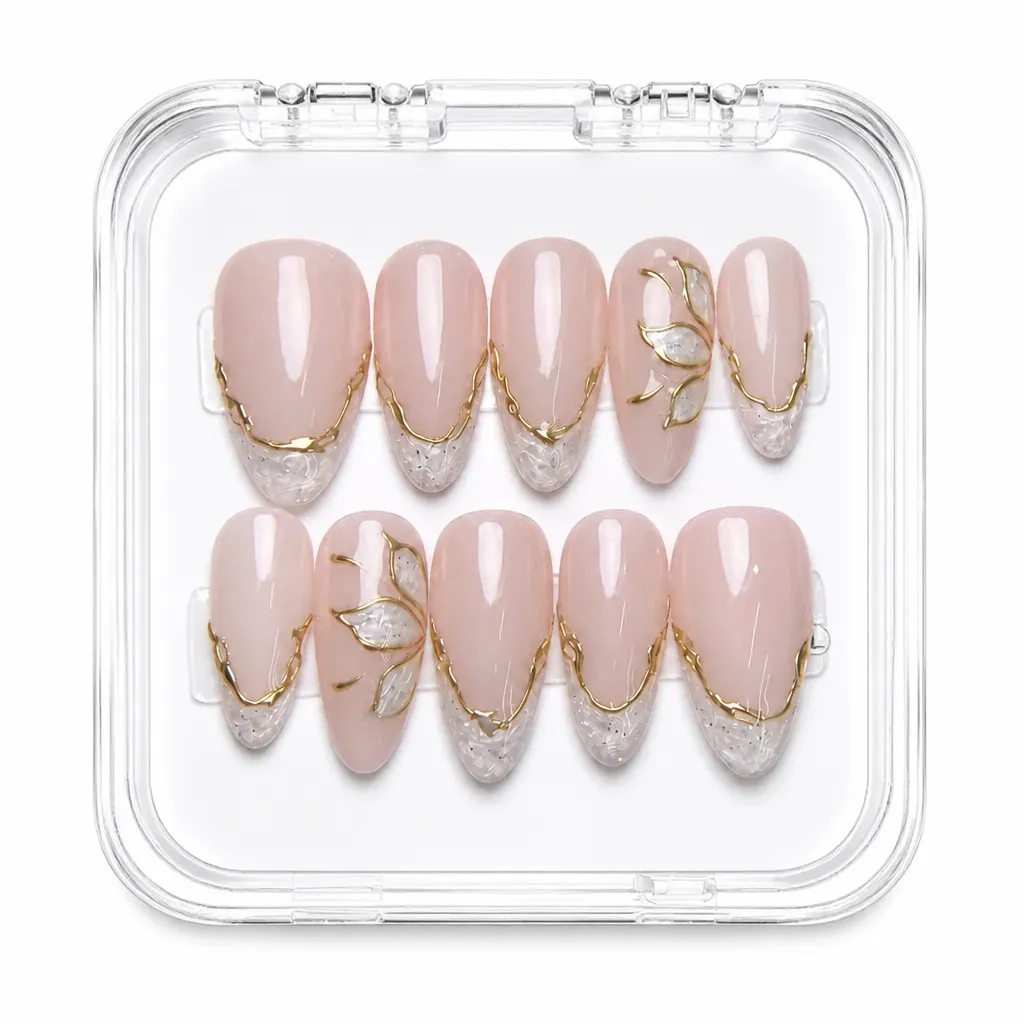 Nude Champagne Elegance – Xưởng gia công Nailbox Sỉ thủ công