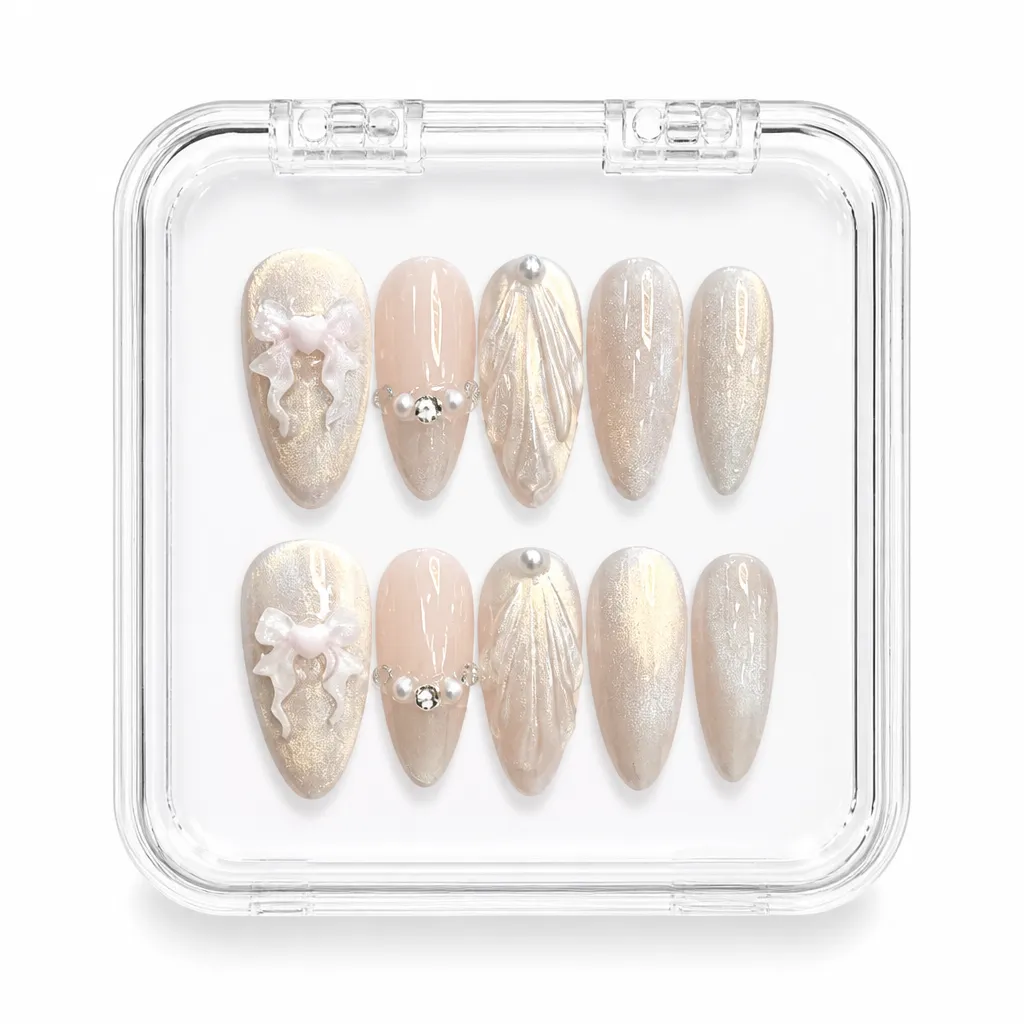 Nude Champagne Sparkle – Xưởng gia công Nailbox Sỉ thủ công