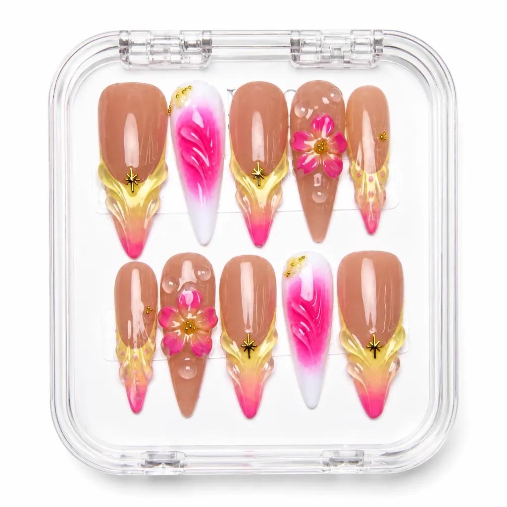 Nude Gilded Bloom – Xưởng gia công Nailbox Sỉ thủ công