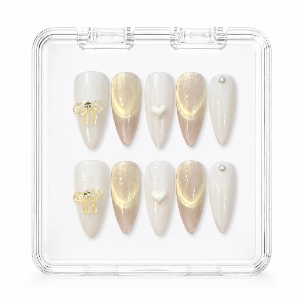 Nude Gilded Elegance – Xưởng gia công Nailbox Sỉ thủ công