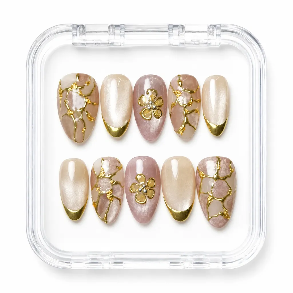 Nude Gilded Petals – Xưởng gia công Nailbox Sỉ thủ công